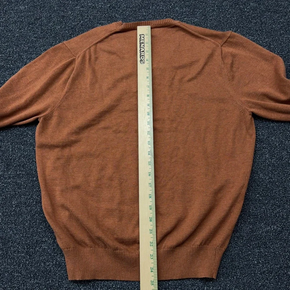 Jos A Bank Signature Collection Mens Rust Brown Pima Cotton V-Neck Sweater M